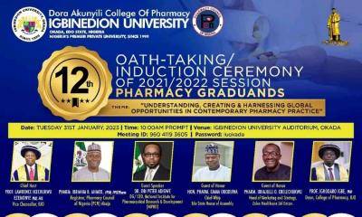 Igbinedion University announces 12th Oath taking & Induction Ceremony for Pharmacy graduands