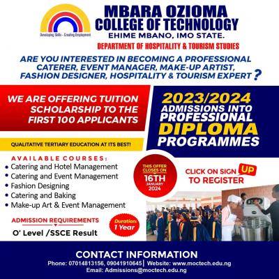 Mbara Ozioma College of Tech, Imo announces scholarship admission into ND, 2023/2024