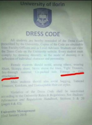 UNILORIN Releases Circular on Dress Code