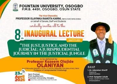 Fountain University announces 8th Inaugural Lecture