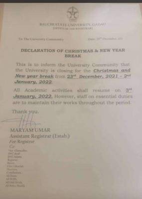 BASUG declares Christmas and New year break