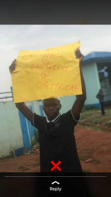 Protest in OGITECH following death of a student