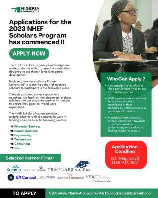 Nigeria Higher Education Foundation (NHEF) Scholars Program application for 2023