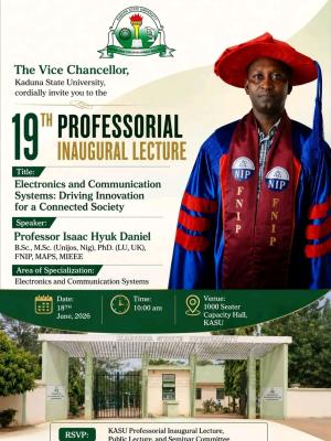 KASU announces 19th Inaugural Lecture