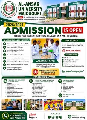 Al-Ansar University, Maiduguri Post-UTME 2026: Cut-off mark, Eligibility and Registration Details