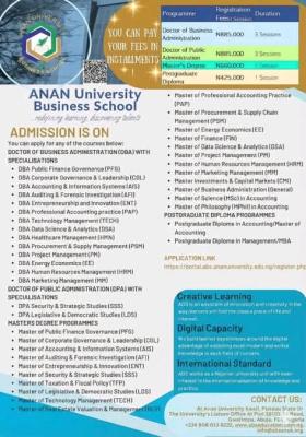 ANAN University announces Admission into Postgraduate Programmes, 2025/2026