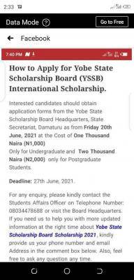 Yobe State Scholarship Board disclaimer notice