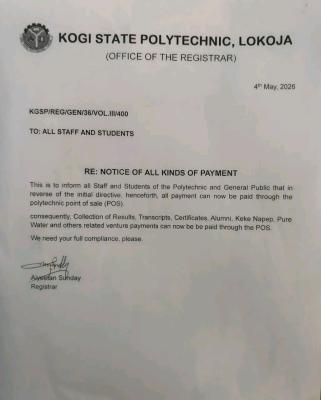 Kogi State Poly rescinds decision on Payment Portal