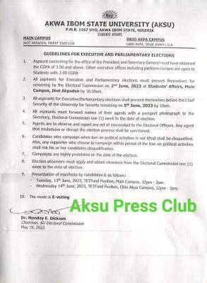AKSU guidelines for executive and parliamentary elections