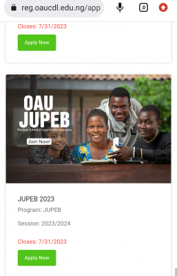 OAU JUPEB Admission form, 2023/2024