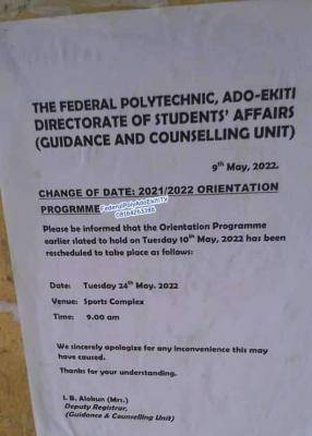 Fed Poly Ado-Ekiti reschedules orientation programme