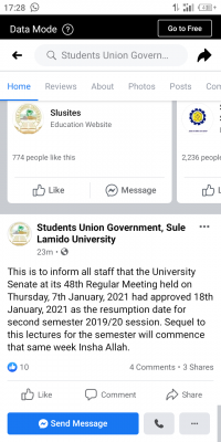 Sule Lamido University SUG notice on resumption
