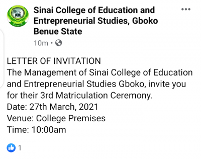 Sinai College of  Education announces 3rd matriculation ceremony