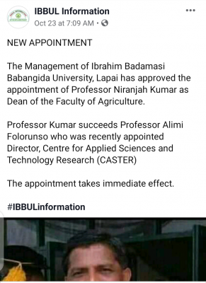 IBBUL appoints new dean for Faculty for Agriculture