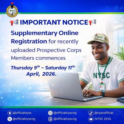 NYSC notice on supplementary online registration dates