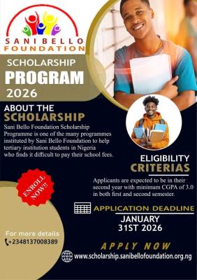 Sani Bello Foundation Scholarship For Niger State Indigenes, 2026