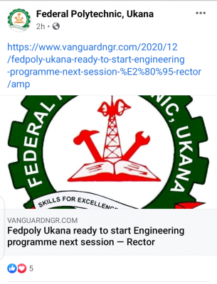 Fed Poly Ukana ready to start Engineering programme next session ― Rector