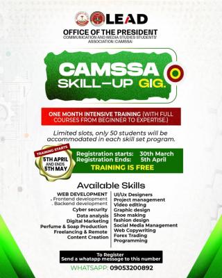 UNIUYO Communication & Media Studies Students' Association free skill training for students