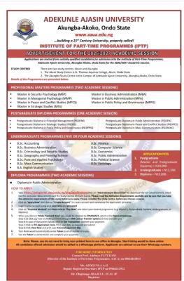 AAUA Institute of Part-Time releases admission form, 2026/2027