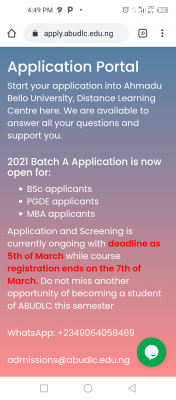ABU extends DLC Batch A Course Registration Deadline, 2020/2021