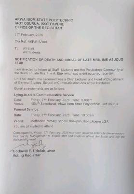 Akwa Poly declares February 27th a lecture-free day