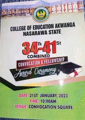 College of Education, Akwanga 34th - 41st combined Convocation ceremony