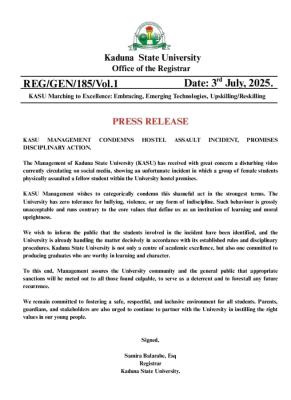 KASU condemns hostel assault incident, promises disciplinary action