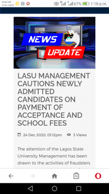 LASU cautions newly admitted students on payment of acceptance and school fees