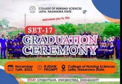 College of Nursing Sciences, Lafia announces Set-17 Graduation Ceremony