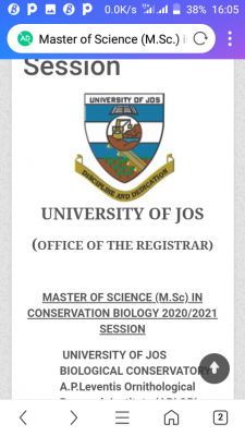 UNIJOS Master of Science (M.Sc) admission in Conservation Biology for 2020/2021 session
