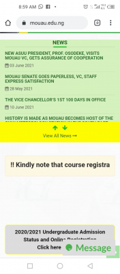 MOUAU notice on course registration deadline,  2019/2020