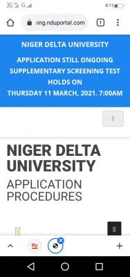 NDU supplementary post-UTME screening date, 2020/2021