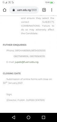 FUAM extends JUPEB registration deadline for 2020/2021 session