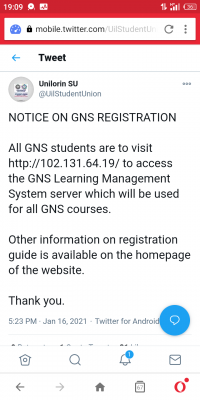 UNILORIN SUG notice on GNS registration