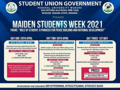 FUWUKARI 2021 Students' Week programme of events