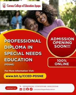 Corona College of Education, Apapa Professional Diploma in Special Needs Education (PDSNE)