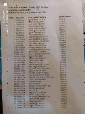 Akwa Ibom Polytechnic 1st batch ND admission list, 2020/2021