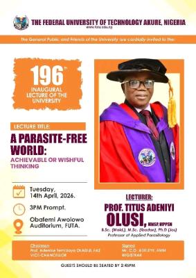 FUTA announces 196th Inaugural Lecture