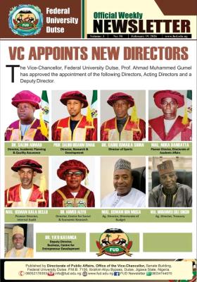 FUDutse Vice Chancellor appoints New Directors