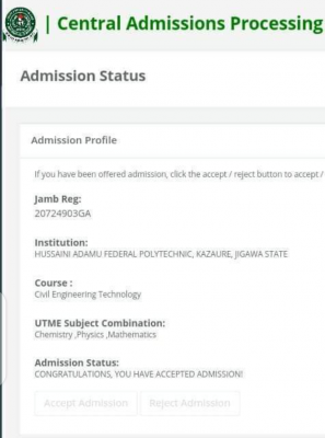 Hussaini Adamu Polytechnic admission list, 2020/2021 out on JAMB CAPS