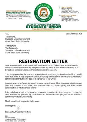 AKSU SUG Director of Socials resigns