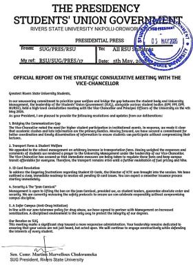 RSU SUG issues important update to students