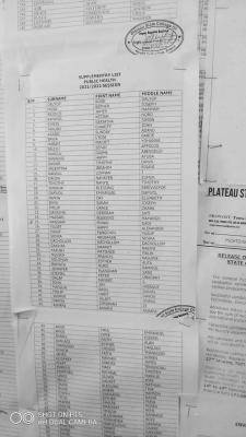 Plateau State College of Health, Zawan supplementary Admission list, 2020/2021
