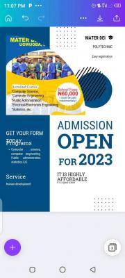Mater Dei Polytechnic admission for 2022/2023 session