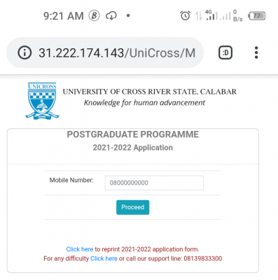 CRUTECH Postgraduate Admission 2021/2022