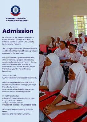 Standard College of Nursing Sciences, MINNA releases Basic Nursing form, 2024/2025