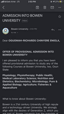 Bowen University admission list for 2020/2021 session