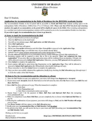UI Opens Accommodation Portal for 2025/2026 Academic Session