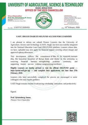 UAST students now eligible for NELFUND financial support