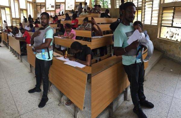 Heartwarming Photos of a UNICAL Lecturer Babysitting a Student Twins During Exams